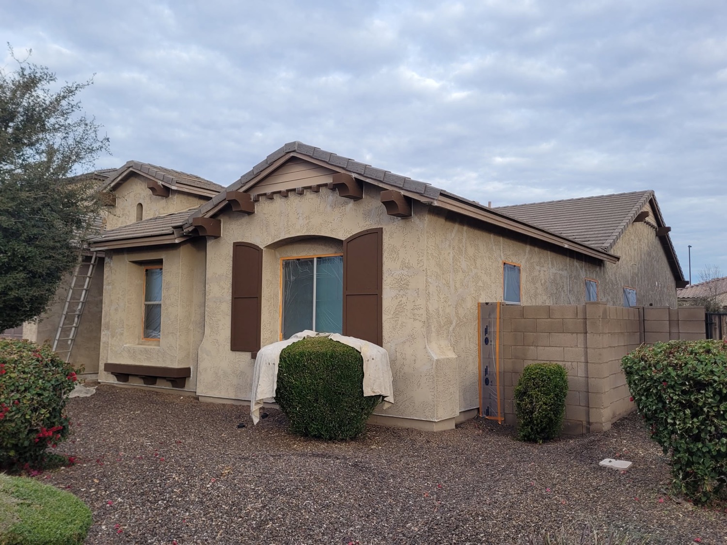 Home exterior before repainting